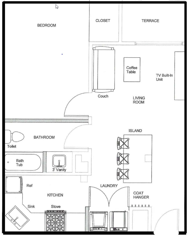 1 Bedroom Executive Suite - 710 Floor Plan 2